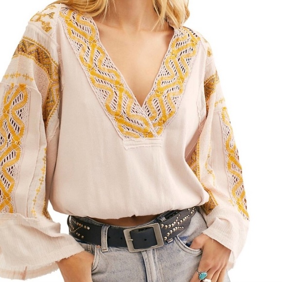 Free People Cross Country Cropped Top In Salt XS Knit Boho - Picture 1 of 6